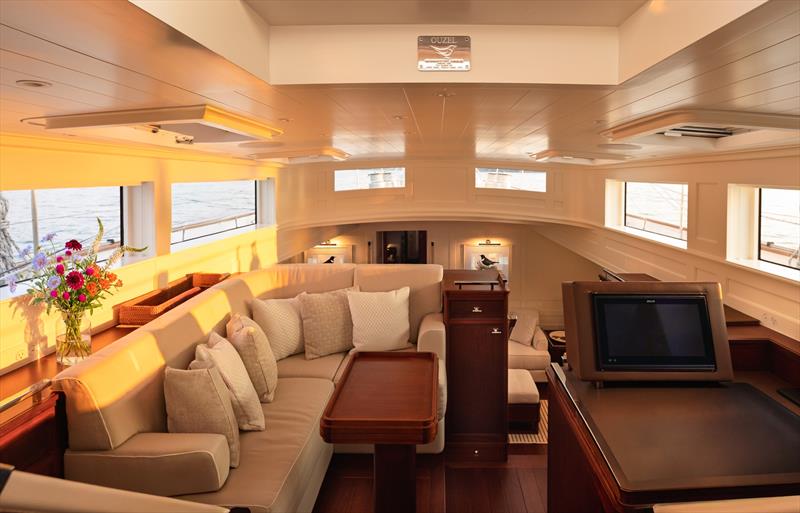 Ouzel, a 95ft superyacht - Ouzel's pilothouse combines wraparound seating, a central table, and a dedicated navigation station - photo © Russell Kaye
