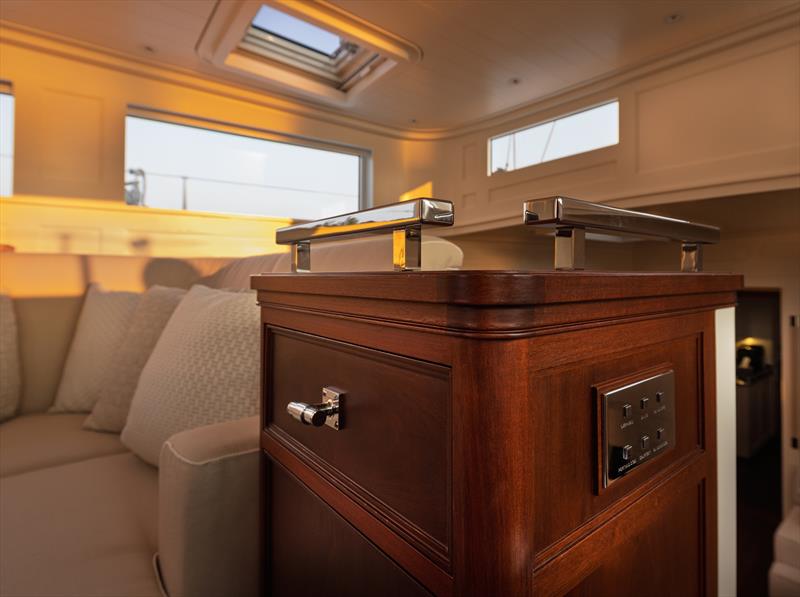 Ouzel, a 95ft superyacht - A close view highlights the polished mahogany joinery and integrated controls found throughout Ouzel's interior photo copyright Russell Kaye taken at  and featuring the Cruising Yacht class