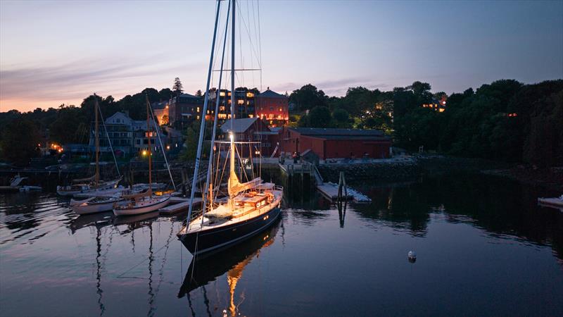 Ouzel is illuminated against the evening sky in Rockport Harbor, Maine - photo © Russell Kaye