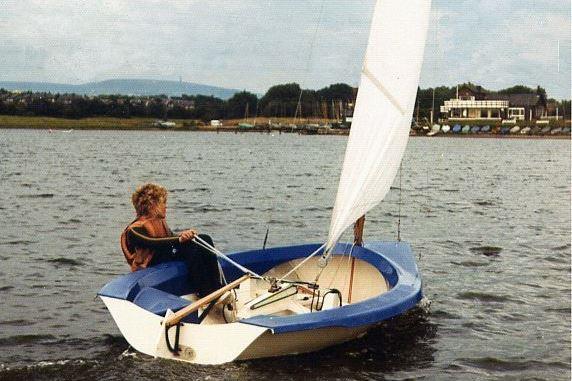 A young Lawrie Smith (who would go on to win the Merlin Rocket Championships) sailing the prototype Harrier at Elton SC. The Harrier would prove to be a successful single handed dinghy, only to be swept away by the arrival of the Laser photo copyright K. Callaghan taken at  and featuring the Classic & Vintage Dinghy class