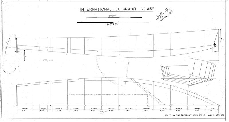 The hull lines of the Tornado monohull. Hard chine and heavy, this completely missed the mark of what a performance dinghy was meant to be. Once true performance dinghies had shown how it could be done, this Tornado quickly disappeared into obscurity photo copyright IYRU taken at  and featuring the Classic & Vintage Dinghy class