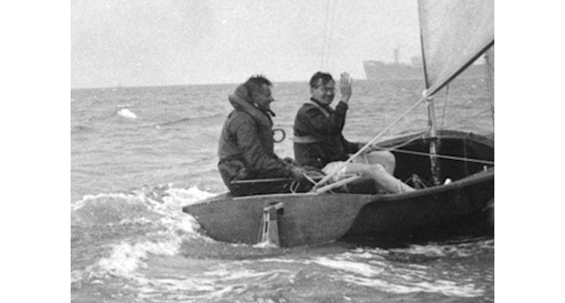 Charles Currey sailing the prototype Fairey 505 crewed by the designer, John Westell photo copyright G Westell taken at  and featuring the Classic & Vintage Dinghy class
