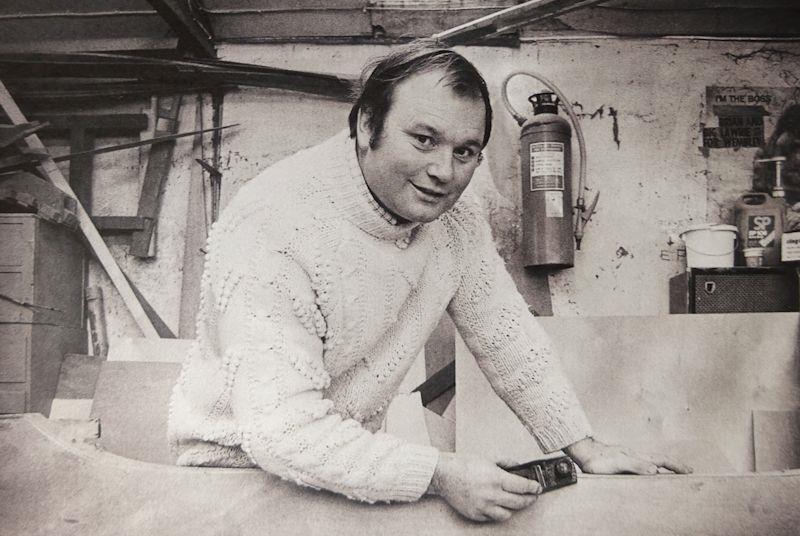 Graham Edwards working on the centre spine for the Merlin Rocket 'Forever Autumn' photo copyright Edwards family archive taken at  and featuring the Classic & Vintage Dinghy class