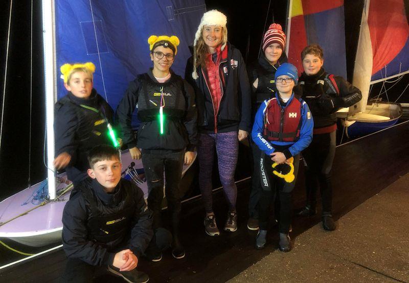 GBR Laser Radial champion and ex-Commodore of Salterns, Hannah Snellgrove with young sailors - 24 hour Salterns Sailathon photo copyright Tanya Baddeley taken at Salterns Sailing Club and featuring the Dinghy class