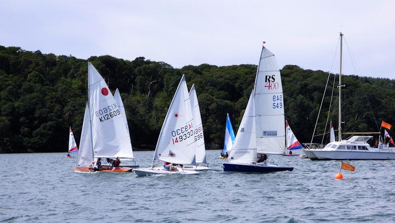 Fast handicap race start; Fireball K12609 in trouble on port tack during Solway Yacht Club Cadet Week 2022 photo copyright Becky Davison taken at Solway Yacht Club and featuring the Dinghy class