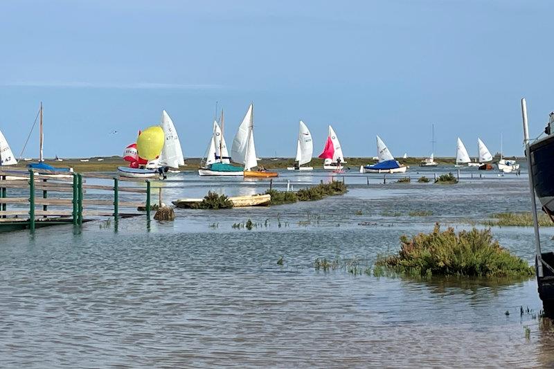 Blakeney Regatta finish photo copyright Susan Trent taken at Blakeney Sailing Club and featuring the Dinghy class