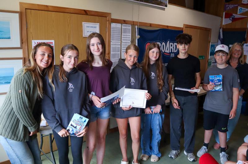 The White Caps Improvers Group, led by Instructor Ellie Rowand, presented with their RYA certificates - Solway YC Cadet Week - photo © Nicola McColm