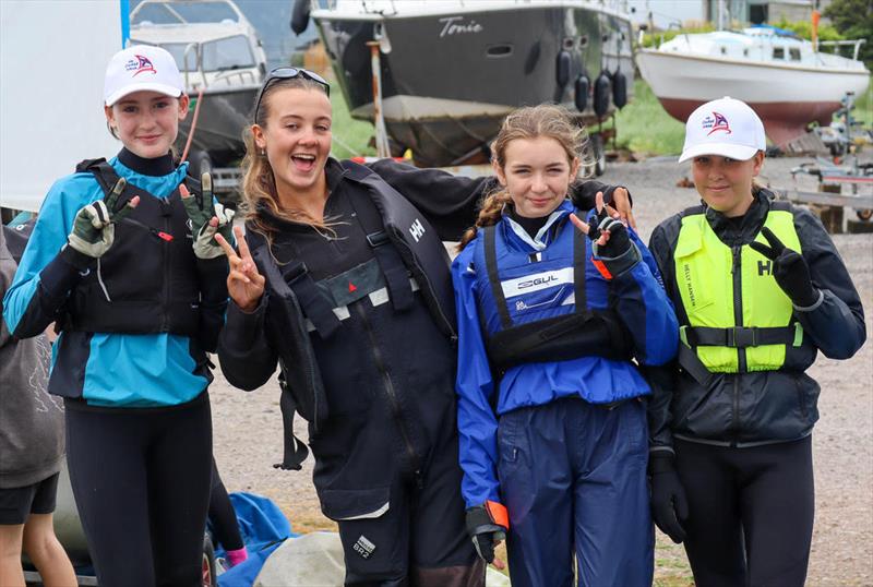 Happy Whitecaps with their Instructor, Ellie Rowand - Solway YC Cadet Week - photo © Nicola McColm