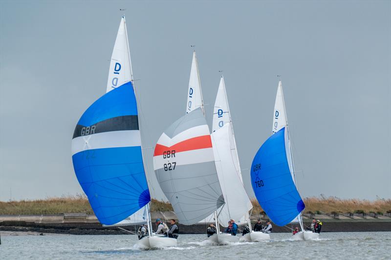 International Dragons forming an orderly line on Day 5 of Burnham Week 2025 - photo © Petru Balau Sports Photography / sports.hub47.com