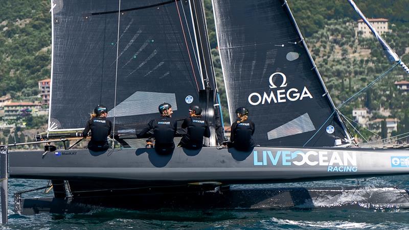 From left Liv Mackay, Jason Saunders, Serena Woodall, Helena SandersonLive Ocean Racing - Foiling Week, Lake Garda, Italy, July 2022 - photo © Dani Devine