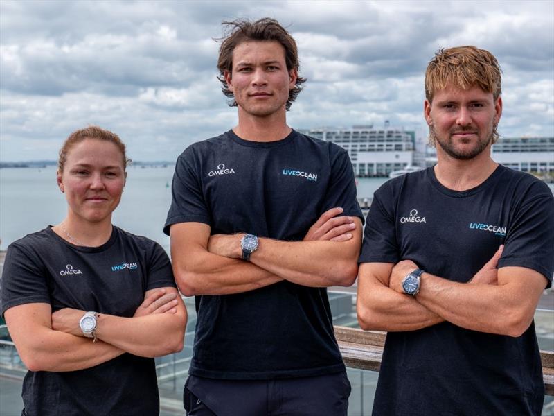 The Lice Ocean ETF26 team for 2024 from left: Liv Mackay, Leonard Takahashi, Oscar Gunn photo copyright Live Ocean Racing taken at Royal New Zealand Yacht Squadron and featuring the ETF26 class