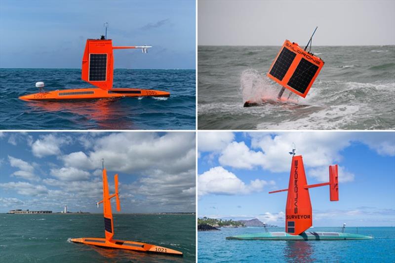 Famous saildrones: SD 1045 departs the US Virgin Islands, SD 1020 returning to Bluff, New Zealand, SD 1021 departs England, SD 1200 arrives in Hawaii photo copyright Saildrone taken at  and featuring the Environment class