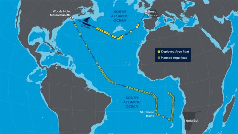 The French sailing vessel Iris arrived in Woods Hole, Massachusetts after a three-week long journey across the Atlantic Ocean where 17 Argo floats were deployed in support of ocean, weather, and climate research and predictions. - photo © Natalie Renier/Woods Hole Oceanographic Institution