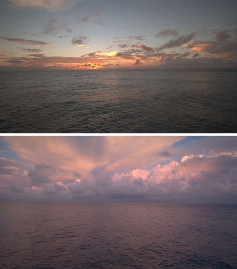 A brilliant sunrise at about 7°N, 25°W, captured by SD 1079's onboard camera. - photo © Saildrone