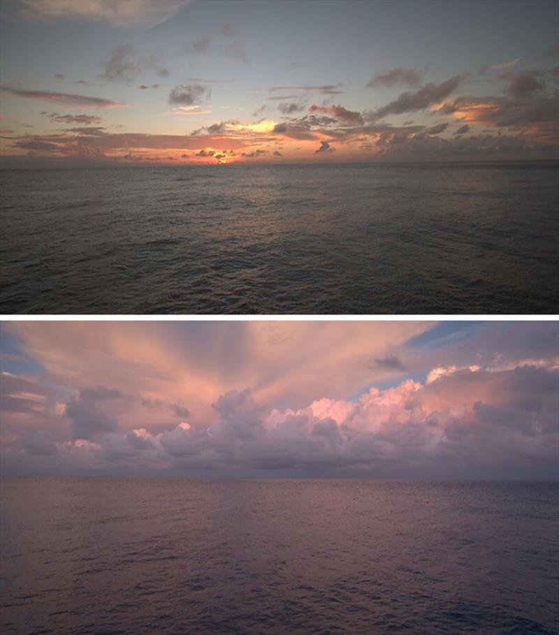 A brilliant sunrise at about 7°N, 25°W, captured by SD 1079's onboard camera. - photo © Saildrone