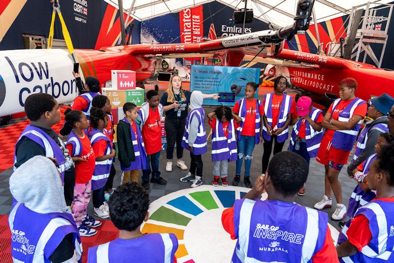 Local school children learn about the SailGP Inspire program - photo © Emirates Great Britain SailGP Team