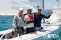 John Bertrand, George Richardson and Lewis Brake after the win - 2023 Australian Etchells Championship © Harry Fisher, Down Under Sail