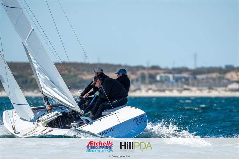 AUS1486 Magpie. Graeme Taylor, James Mayo, Richard Allanson on day 2 of the 2024 Etchells World Championships - photo © Alex Dare, Down Under Sail