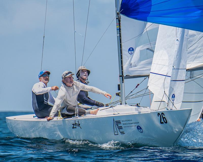 James Mayo, Paul Cayard, and Ben Lamb aboard Magpie AUS 1526 win the 2026 Etchells World Championship at San Diego Yacht Club - photo © Mark Albertazzi
