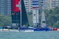 Switzerland SailGP Team in action with France SailGP Team on Race Day 2 of the Singapore Sail Grand Prix  © Eloi Stichelbaut/SailGP.