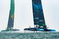 New Zealand SailGP Team  and Australia SailGP Team  in action on Race Day 2 of the Singapore Sail Grand Prix  © Eloi Stichelbaut/SailGP.