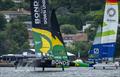 BONDS Flying Roos SailGP Team helmed by Tom Slingsby and Germany SailGP Team presented by Deutsche Bank helmed by Erik Heil in action on Race Day 2 in Geneva © Ricardo Pinto for SailGP