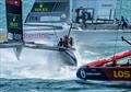 Los Gallos  ahead of Rockwool Denmark  - Day 1 - Emirates Great Britain SailGP - Portsmouth - July 25, 2026 &copy; Jason Ludlow/SailGP