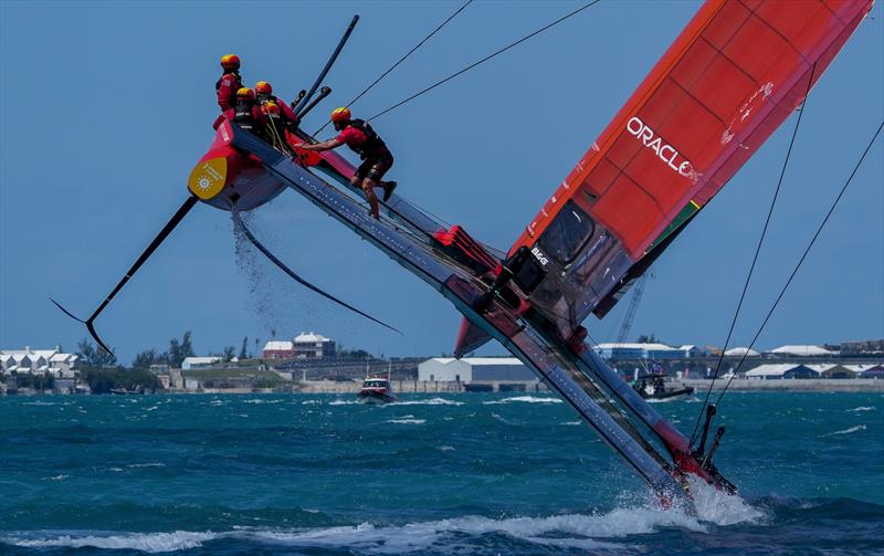 Spain SailGP Team co-helmed by Florian Trittel and Phil Robertson in Friday action during Bermuda SailGP, Event 1 Season 2 in Hamilton, Bermuda - photo © Bob Martin / SailGP