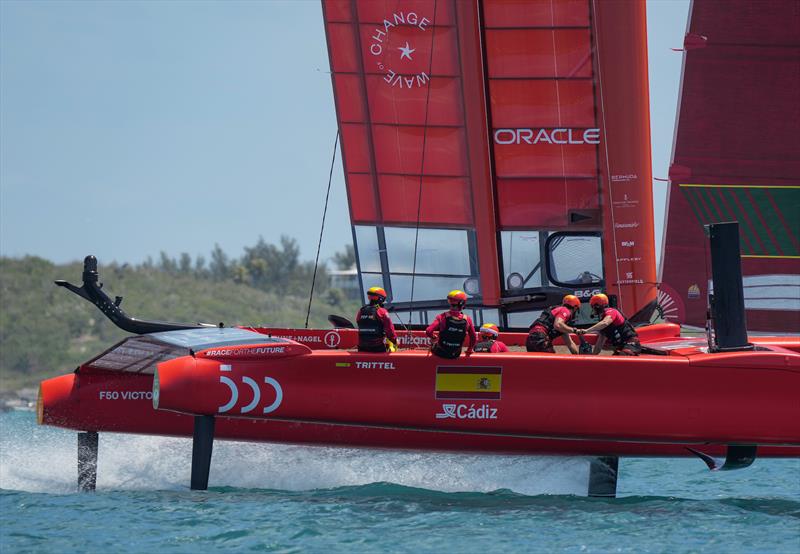 Spain SailGP Team co-helmed by Florian Trittel and Phil Robertson in Friday action during Bermuda SailGP, Event 1 Season 2 in Hamilton, Bermuda - photo © Bob Martin / SailGP