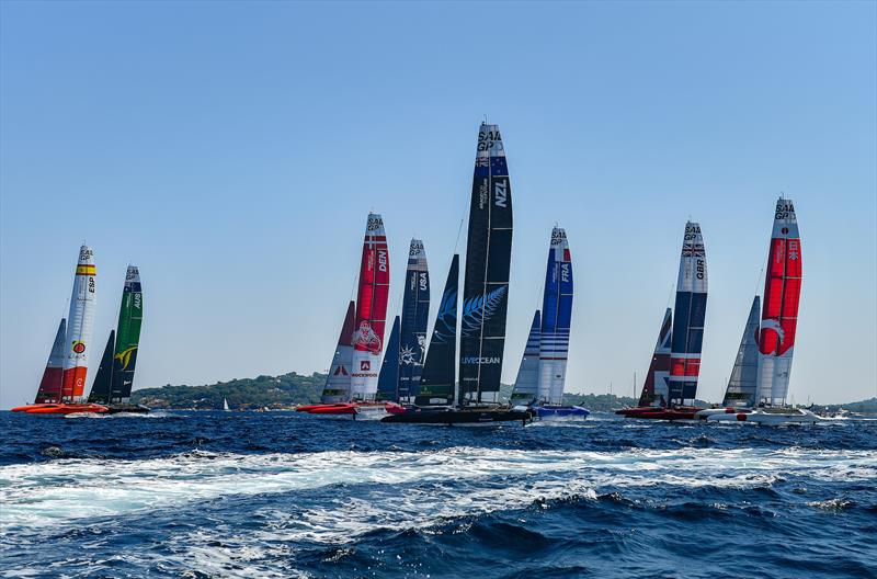 The SailGP F50 fleet on Race Day 2. France SailGP photo copyright Ricardo Pinto/SailGP taken at Société Nautique de Saint-Tropez and featuring the F50 class