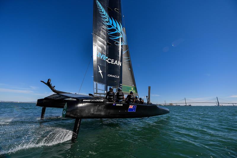 New Zealand SailGP Team co-helmed by Peter Burling and Blair Tuke in action during a practice session ahead of Spain SailGP, Event 6, Season 2 in Cadiz, Andalucia, Spain - photo © Ricardo Pinto for SailGP.