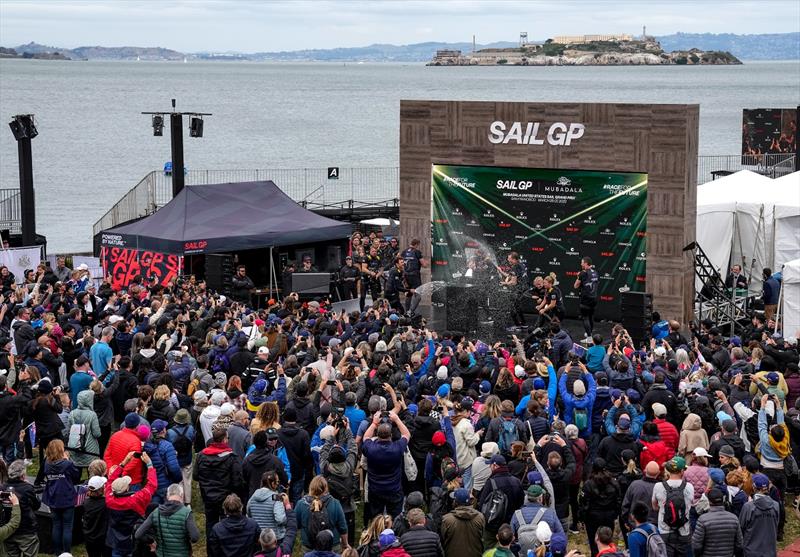 Australia SailGP Team lift the trophy after winning The Championship on Race Day 2 of San Francisco SailGP, Season 2 in San Francisco, USA.  - photo © Adam Warner for SailGP