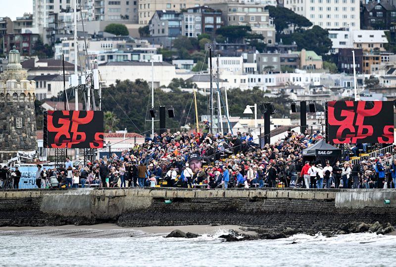 Spectators look on from the stands on Race Day 2 of San Francisco SailGP, Season 2 - photo © Ricardo Pinto for SailGP