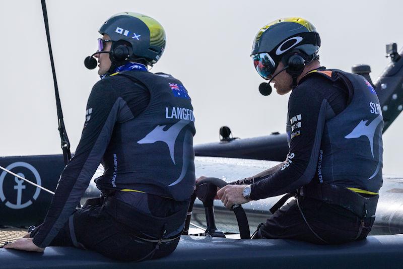 Tom Slingsby, CEO and driver of Australia SailGP Team, at the wheel during a practice session ahead of the Dubai Sail Grand Prix presented by P&O Marinas in Dubai, United Arab Emirates - photo © Felix Diemer for SailGP