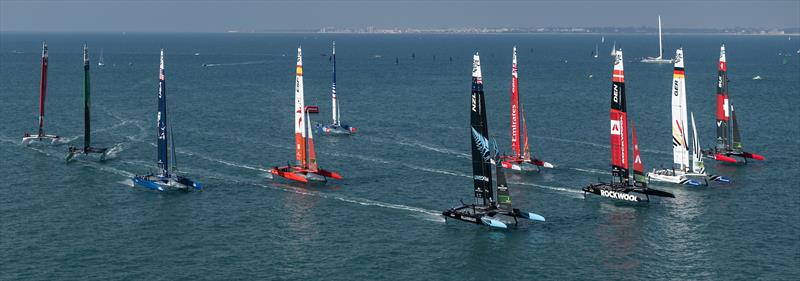 NZ Sail GP team lets the fleet in a Practice Session ahead of Spain SailGP, October 13, 2023 - photo © Ricardo Pinto/SailGP