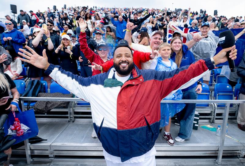 DJ Khaled, SailGP Chief Hype Officer, with spectators in the grandstand in the SailGP Race Stadium on Race Day 1 of the Mubadala New York Sail Grand Prix photo copyright Mike Lawrence/SailGP taken at New York Sailing Club and featuring the F50 class