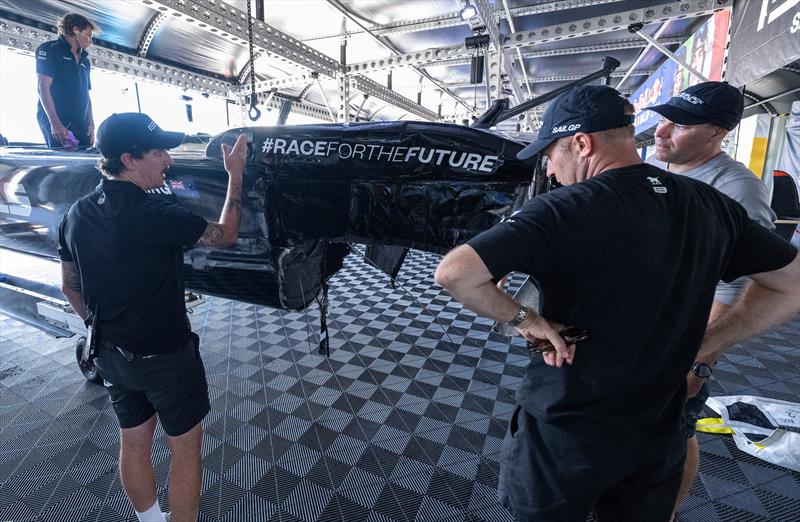 Black Foils inspected their damaged F50 - Oracle Perth Sail Grand Prix - Event 1, Day 1, Season 6 - January 17, 2026  - photo © Ricardo Pinto/SailGP