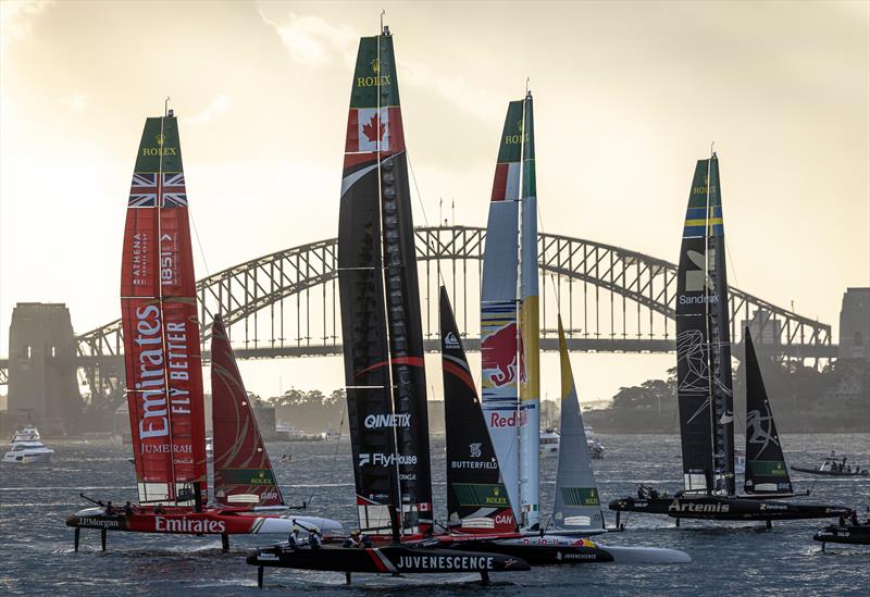 Artemis Racing leads the pack - Day 1 KPMG Australia SailGP Sydney, Australia - February 28, 2026 - photo © Travis Hayto/SailGP