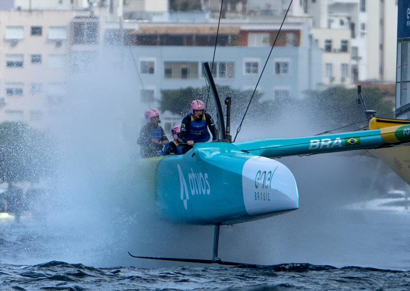 Mubadala Brazil SailGP Team Race Day 2 of the ENEL Rio Sail Grand Prix in Rio de Janeiro, Brazil - April 12, 2025 photo copyright Jason Ludlow/SailGP taken at Iate Clube do Rio de Janeiro and featuring the F50 class