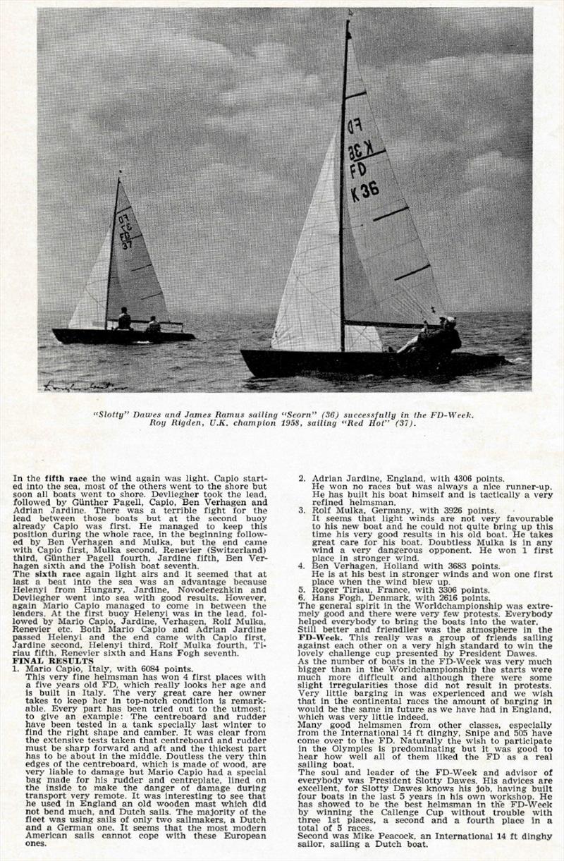 Extracts from Flying Dutchman Bulletin no.22 - November 1959 - photo © Whitstable YC