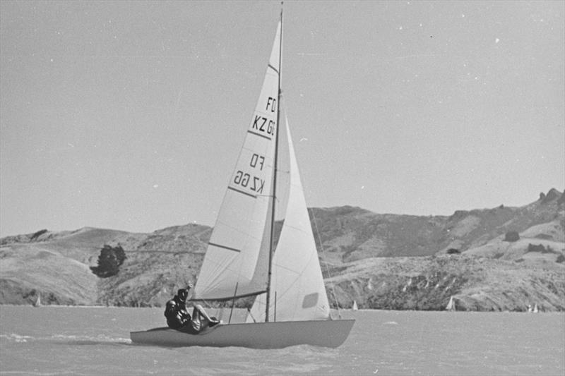 Graham Mander and crew training in Christchurch, Canterbury in the Flying Dutchman ahead of the 1968 Olympic Trials at Pakatoa Island - photo © Mander Family Archive