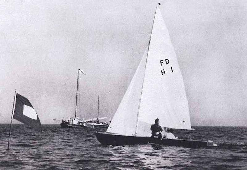 The early Flying Dutchman would quickly go through a number of improvements, with the genoa tack moved aft and the rudder mounted on the transom (one plan had it dropping through the stern tank in a cassette) photo copyright Austin Farrar Collection / David Chivers taken at  and featuring the Flying Dutchman class