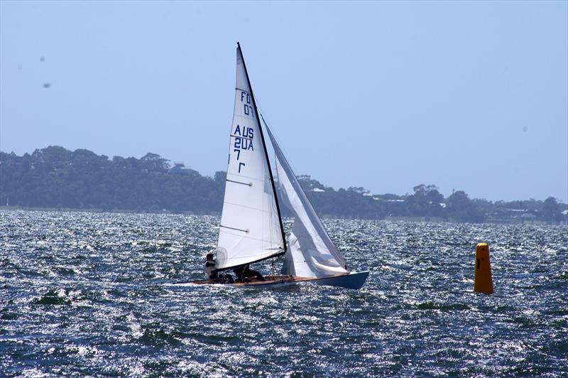 From the wing mark, Rafe Heale and Tom Watson on Power AUS7 were second to the leeward gate, chasing Matt Draper and Thomas Stuchbery on Freight Train AUS001  in race four of the Flying Dutchman 2026 Australian Championship - photo © Jeanette Severs