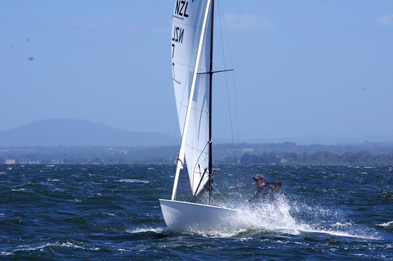 Mark Henger and Matt Bismark on PPK NZL7 on the start line in race five, contesting the 2026 Flying Dutchman Australian championship - photo © Jeanette Severs