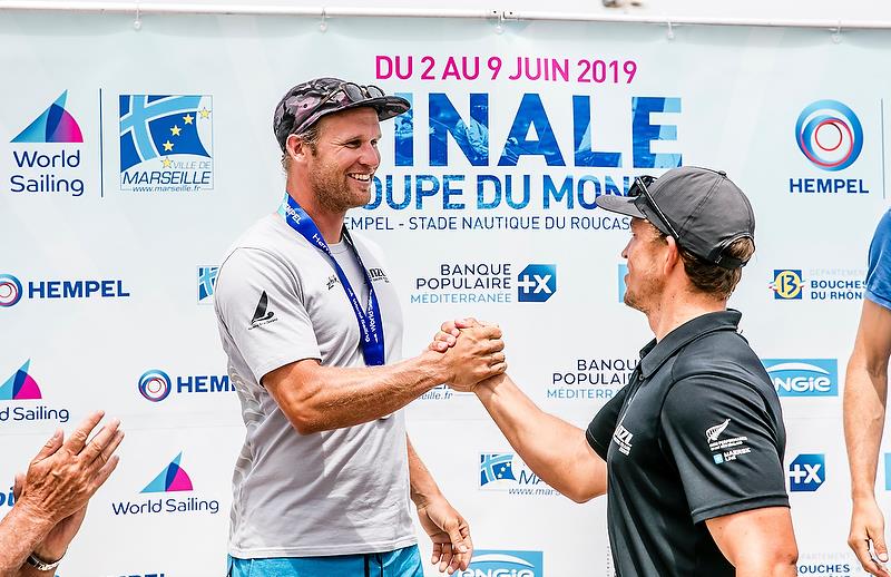 Josh Junior - Gold medalist and Andy Maloney - Silver medalist -  Finn class - Hempel Sailing World Cup Final - Marseille - June 2019 photo copyright Sailing Energy taken at  and featuring the Finn class