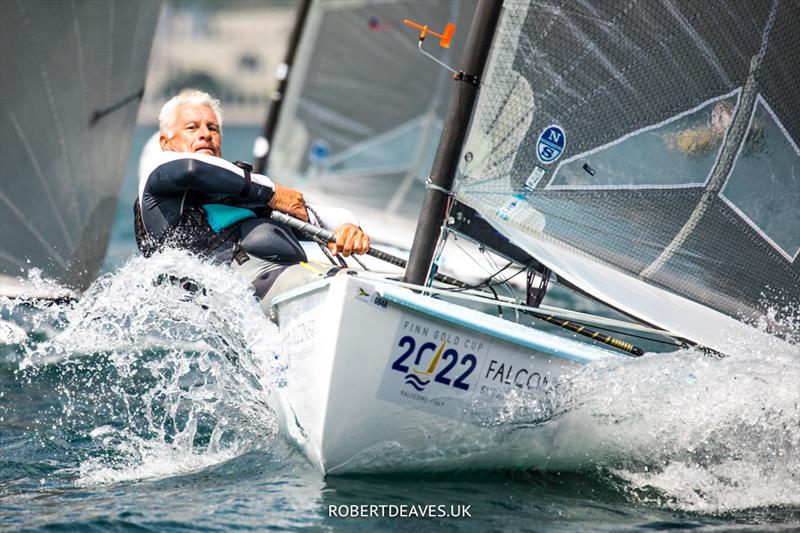Rob McMillan on day 2 of the Finn Gold Cup at Malcesine - photo © Robert Deaves / www.robertdeaves.uk