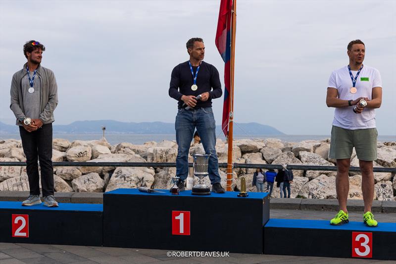Top 3 Europeans - 2025 Open Finn European Championship photo copyright Robert Deaves / www.robertdeaves.uk taken at Circolo del Remo e della Vela Italia and featuring the Finn class
