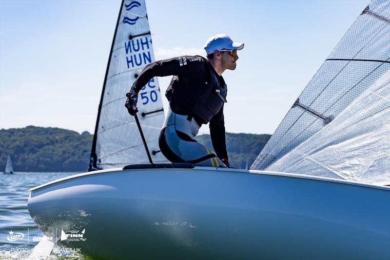 Kristof Kaiser, HUN on day 2 of the 2026 Open Finn and U29 European Championship - photo © Robert Deaves / www.robertdeaves.uk