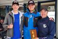 Silver fleet winners (L-R) Harry Thompson and brother Daniel with commodore Jen Farrell - Fireball Ulster Championship at Mullaghmore © Frank Miller