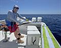Crew on board an Invincible 46' cat land an 884 pound Atlantic Bluefin tuna - a Texas record © Catillac